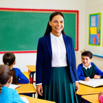 **

"A professional teacher in a fully clothed, modest outfit, smiling and interacting with elementary school students in a bright and colorful classroom. Students are wearing appropriate attire and engaged in learning activities.  Safe for work, appropriate content, perfect anatomy, natural proportions, professional, family-friendly."

**