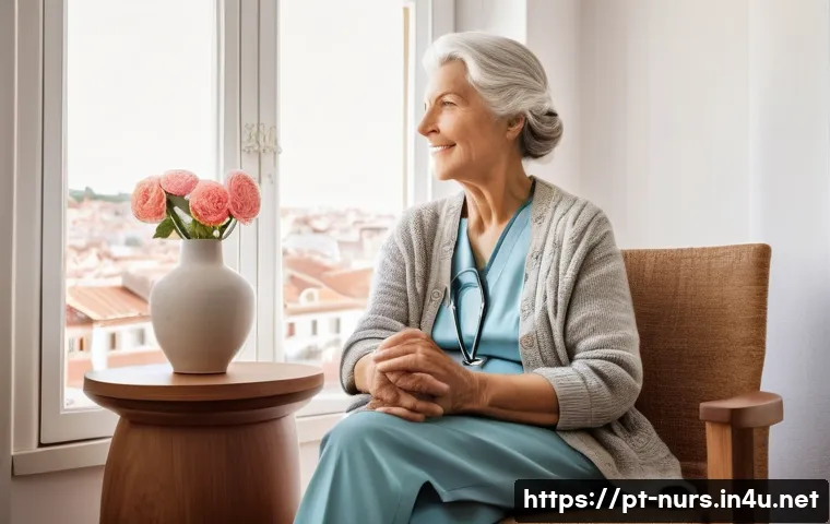 호스피스 및 완화 치료 사례 - **Prompt 1: The Gentle Touch of Palliative Care**
"A serene and warm indoor scene in a modern Po...