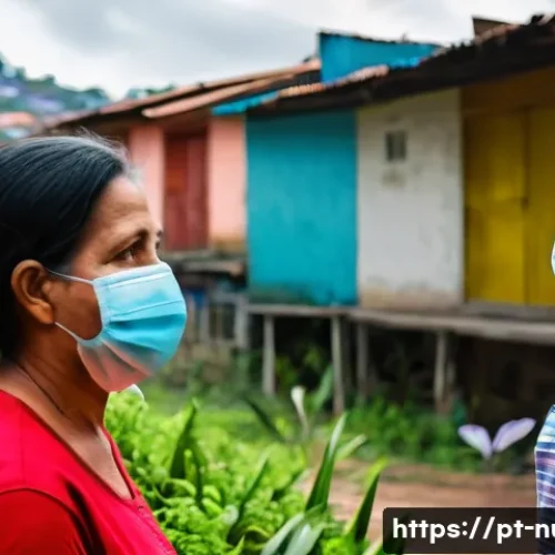 공중보건 간호 - A compassionate female nurse in casual professional attire, wearing a medical mask and gloves, condu...